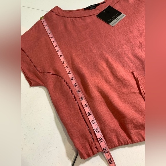 NWT Marc New York Andrew Marc 100% Linen Boxy Cedar Drawstring Cropped Top - Picture 5 of 12